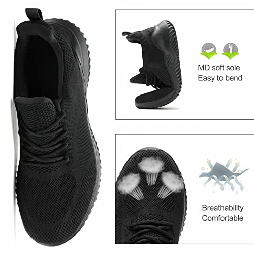 Kapsen Men's Non Slip Running Shoes Ultra Light Breathable Casual Walking Shoes Fashion Sneakers Mesh Workout Sports Shoes Full Black