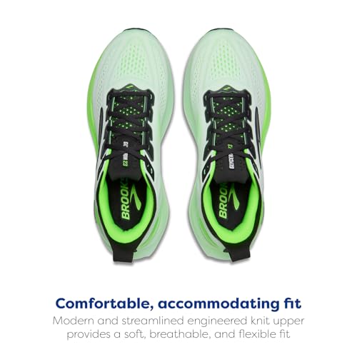Brooks Men’s Glycerin 23 Neutral Running Shoe - White/Phantom/Green Gecko - 10.5 Medium