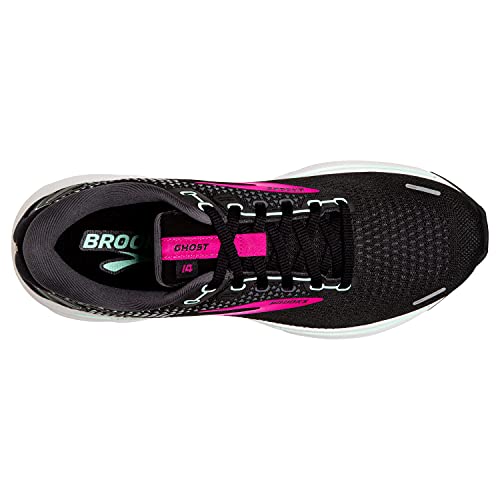 Brooks Women's Ghost 14 Neutral Running Shoe - Black/Pink/Yucca - 5 Medium