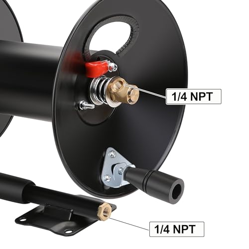 WYNNsky Manual Hose Reel, Suitable for 100FT Air Compressor Hose with 1/4’’ NPT Threads