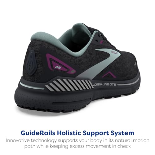 Brooks Women’s Adrenaline GTS 23 Supportive Running Shoe - Black/Light Blue/Purple - 8 Medium