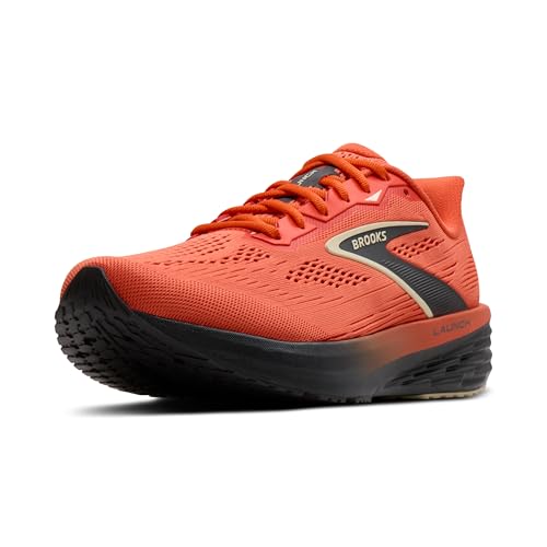 Brooks Men’s Launch 12 Neutral Running Shoe - Tigerlily/Blackened Pearl - 11 Medium