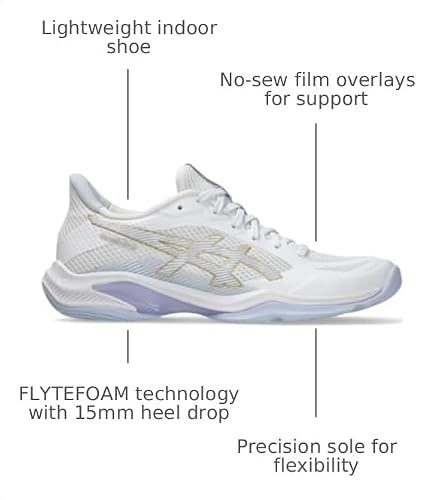 ASICS Women's Blade FlyteFoam 2 Volleyball Shoes, 8, White/Blue Fade