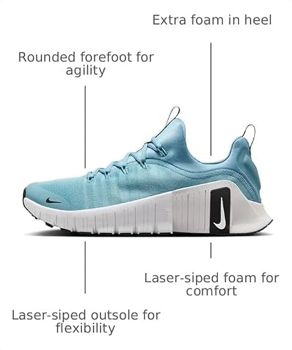 Nike Free Metcon 6 Men's Workout Shoes (FJ7127-400, Denim Turquoise/Black/Vast Grey/White) Size 11