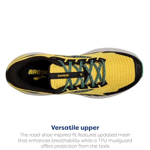 Brooks Men’s Divide 4 Trail Running Shoe - Lemon Chrome/Black/Spring Bud - 10 Medium