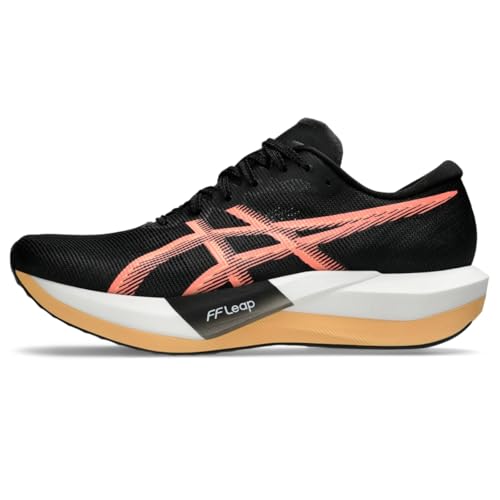 ASICS Unisex Magic Speed 5 Running Shoes, 5.5M / 7W, Black/Sun Coral