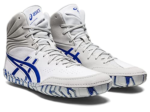 ASICS Men's Aggressor 5 Wrestling Shoes, 4.5, White/Lapis Lazuli Blue