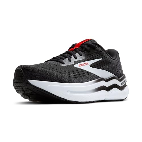 Brooks Men’s Ghost Max 2 Neutral Running & Walking Shoe - Black/White/Fiery Red - 8 Medium