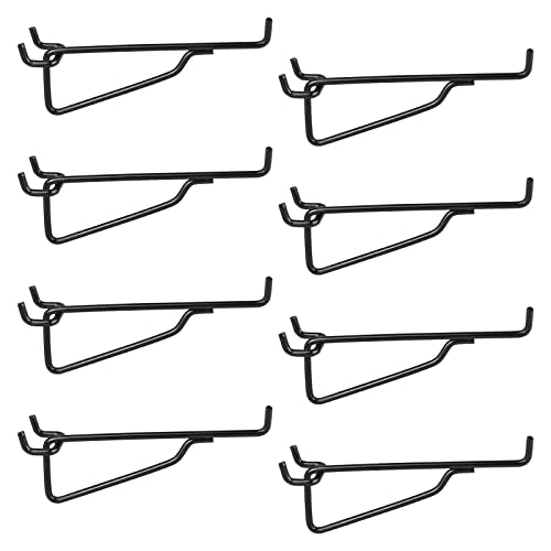 Pegboard Shelf Hooks, 8PACK 6" Black Metal Utility Hook Set, 1/4 inch Peg Board Organizer Accessories, Shelves and Baskets Brackets, Display and Storage Rack for Garage Workbench Art Craft Room Office