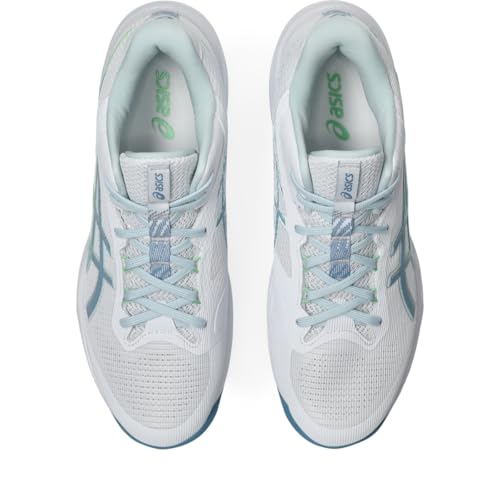 ASICS Men's Netburner Ballistic FlyteFoam Mid Top 4 Volleyball Shoes, 8.5, White/SABA Blue