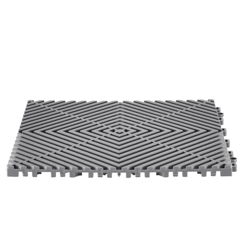 VEVOR Interlocking Drainage Mat, 12” x 12” Modular Interlocking Cushion, 50 Pcs Splicing Drainage Mats, Non-Slip PP Drainage Floor Tile and Shower Mat, for Garage, Garden, Kitchen & Outdoor, Gray