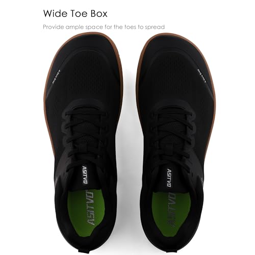 ASITVO Wide Barefoot Shoes Men Gym Zero Drop Sole Minimalist Cross Trainer Width Toe Box Size 11 Sneakers Grounding Walking Shoes Black Oxford 45