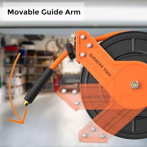 Giraffe Tools Retractable Air Hose Reel 50ft 3/8" Hybrid Hose Garage