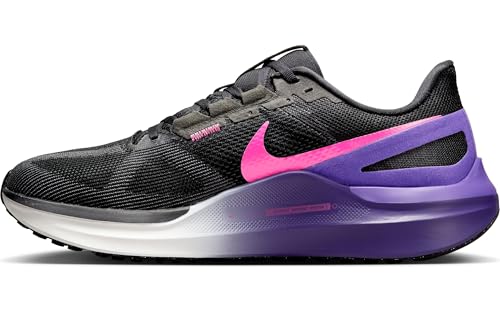 Nike Men's Structure 25 Road Running Shoes, Black Laser Fuchsia Anthracite, 9 US