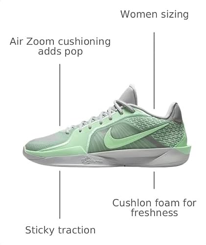 Sabrina 2 "Traditions Basketball Shoes (FQ2174-004, Light Smoke Grey/Fresh Mint/Vapor Green) Size 10.5