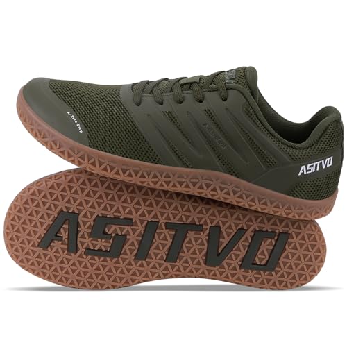 ASITVO Wide Men's Barefoot Zero Drop Sole Minimalist Width Toe Box Walking Shoes Sneakers Size 11 TPU No-Sew Upper Cross-Trainer Trail-Running Shoes Army Green 45