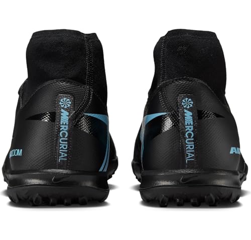 Nike Mercurial Superfly 10 Academy Turf High-Top Soccer Shoes (Black/Ice Blue) Size 8