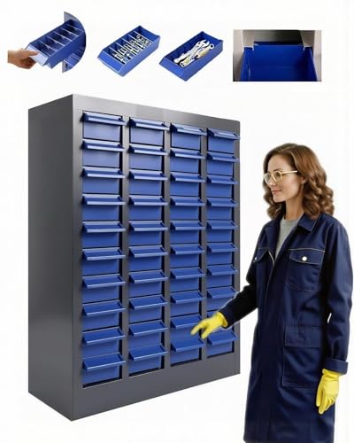 40 Drawers Bolt and Nut Tool Storage Cabinet with 200 Dividers & 80 Label Slots, Heavy-Duty Alloy Steel Parts Cabinet, ABS Drawers Bolt Bins Organizer for Hardware, Screws, in Workshop