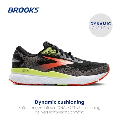 Brooks Men's Ghost 16 GTX Waterproof Neutral Running Shoe - Black/Mandarin Red/Green - 11.5 Medium