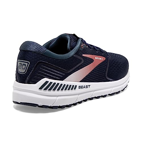 Brooks Men's Beast '20 Supportive Running Shoe - Peacoat/Midnight/Red - 8 X-Wide