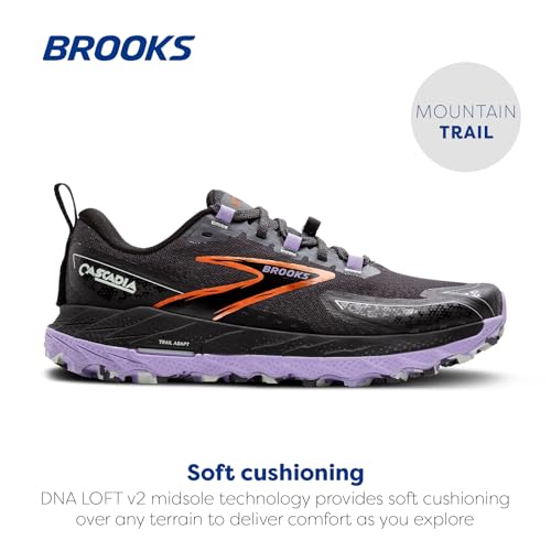 Brooks Women’s Cascadia 18 Mountain Trail Running Shoe - Ebony/Sweet Lavender/Copper - 8.5 Medium