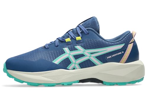 ASICS Kid's PRE Venture 11 Grade School Running Shoes, 4, Twilight Blue/Aurora Green