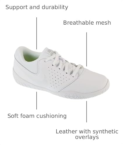 Nike Girl's Youth Cheer Sideline IV Cheerleading Shoes (3 M US Little Kid, White/Pure Platinum/White)
