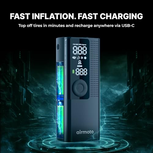 Airmoto Tire Inflator Portable Air Compressor for Cars, Bikes and Bicycles