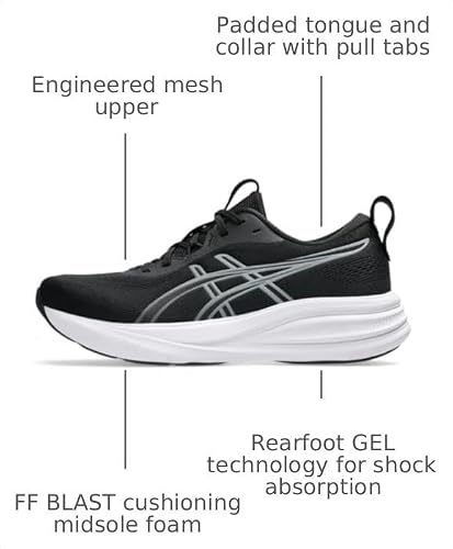 ASICS Women's Gel-Pulse 17 Running Shoes, 8.5, Black/Gravel