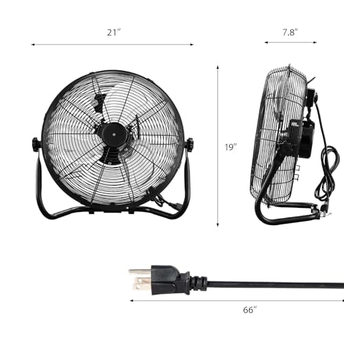 ROVSUN 16inch Heavy Duty Floor & Wall Mount Fan, 2-in-1 High Velocity Industrial Metal Fan with 3-Speed, Adjustable Tilt & Wall-Mounting System, Ideal Cooling for Gym, Workshop, Garage and Warehouse