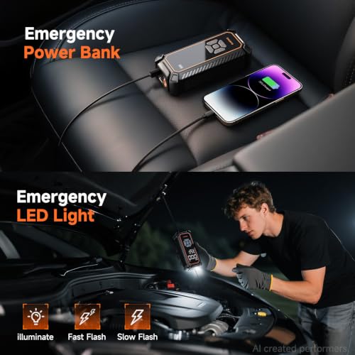 OlarHike Tire Inflator Portable Air Compressor, Dual Power-6000mAh & 12V DC