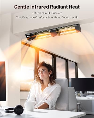 DR. INFRARED HEATER DR-239 3000W Indoor & Outdoor Infrared Patio Heater, Wall or Ceiling Mount, IP55 Weatherproof, Commercial or Residential, 220V-240V Electric Heater with Remote & Mounting Kit