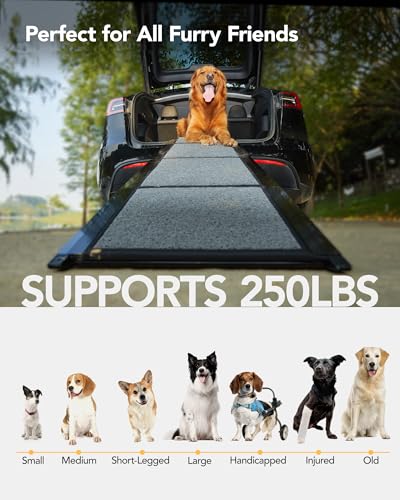PetThem Dog Ramp for Cars, 63" L × 17" W, Lightweight Foldable