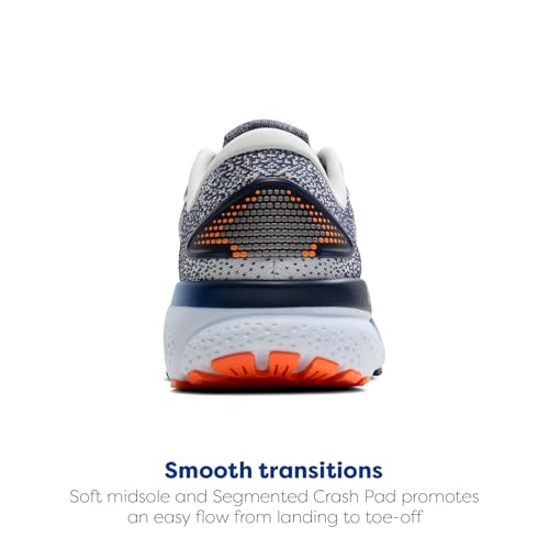 Brooks Men’s Ghost 16 Neutral Running Shoe - White/Peacoat/Orange - 12 Medium