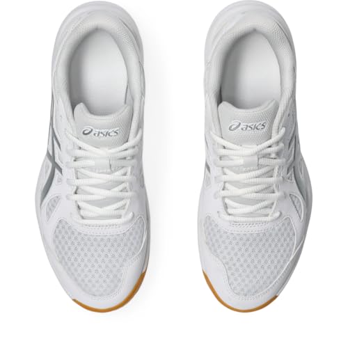 ASICS Women's Upcourt 6 Volleyball Shoes, 8, White/Pure Silver