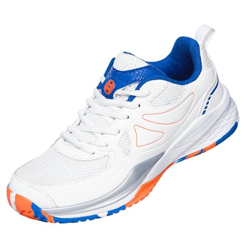 Sisttke Men's Badminton Pickleball Tennis Shoes White/Dark Blue