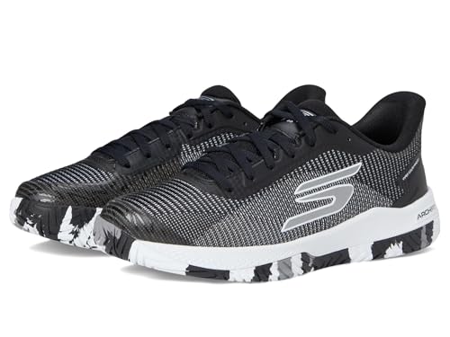 Skechers Women's Pickleball Viper Court Pro 2.0 Sneaker, Black/White, 6.5 Medium