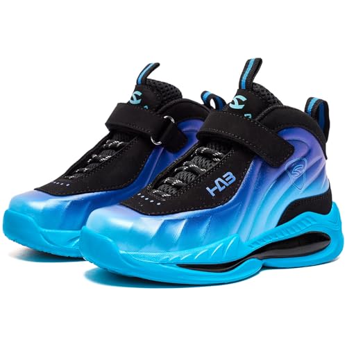 Miorpex Kids Sneakers Basketball Shoes Breathable Nonslip Sports Tennis Walking Running Shoes for Boys Girls Black Blue Little Kid Size 13