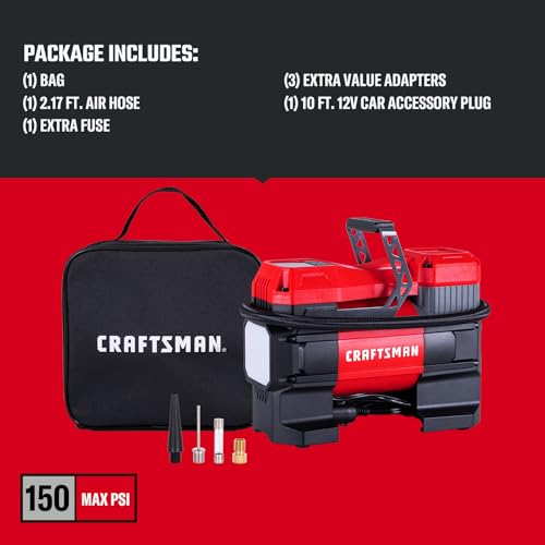 CRAFTSMAN Portable 12V Tire Inflator with Digital Gauge & Auto Shut-Off