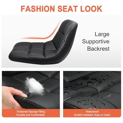 LWADALN Rolling Shop Stool Mechanics Rolling Chair with Backrest, Adjustable Height Heavy Duty Garage Stool with Footrest and Storage Tray, Swivel Task Chair for Workshop (Black-with Tool Tray)