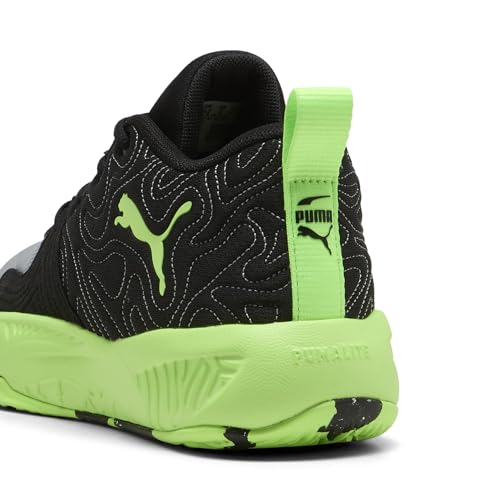 PUMA Unisex-Child Court Pro 3 Basketball Shoes, Black-Green Glare-Cool Mid Gray AH26, 2, Big Kid