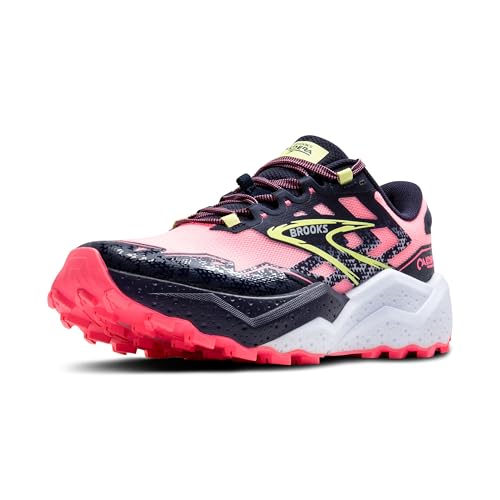 Brooks Women’s Caldera 7 Trail Running Shoe - Pink/Peacoat/Sunny Lime - 6.5 Medium