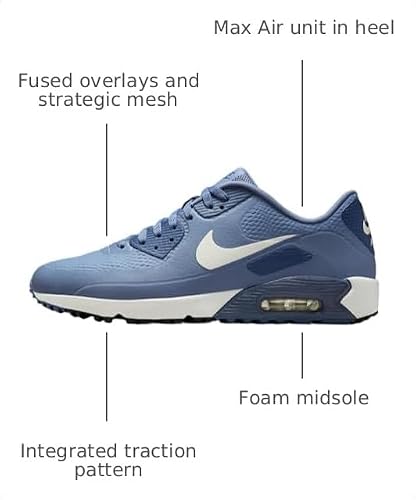 Nike Air Max 90 G Golf Shoes (Ashen Slate/Diffused Blue/Sail) Size 10
