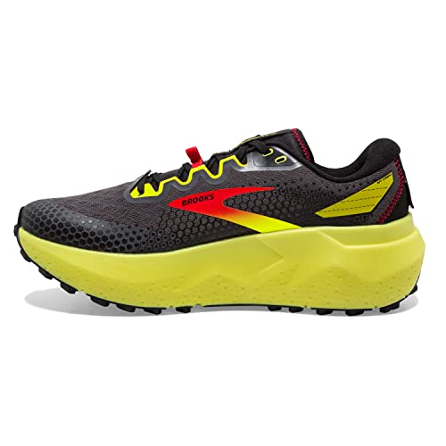 Brooks Men’s Caldera 6 Trail Running Shoe - Black/Fiery Red/Blazing Yellow - 9 Medium