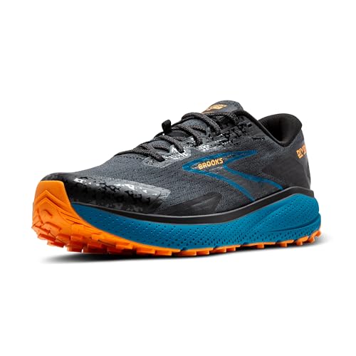 Brooks Men’s Divide 5 Trail Running Shoe - Ebony/Blue Sapphire/Orange - 10 Medium