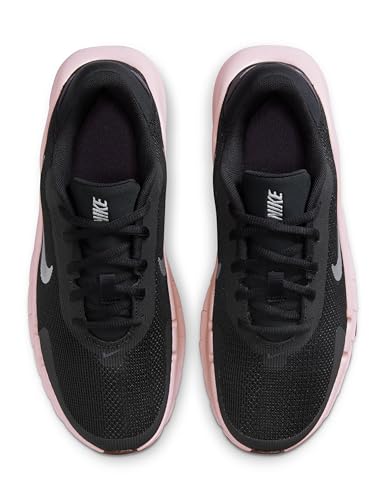 Nike Women's Flex Train Training/Workout Shoes, Black/Metallic Platinum-Silt Red-Cave Purple, 12