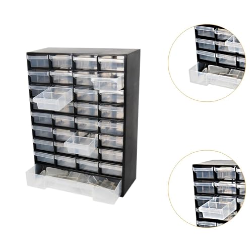 33-Drawer Parts Organizer Storage Cabinet, Wall-Mountable PP Plastic Hardware Box for Garage Crafts and Office, Black