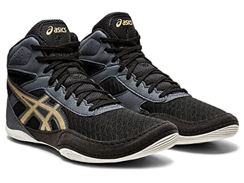 ASICS Kid's MATFLEX 6 Grade School Wrestling Shoes, 3 Big Kid, BLACK/CHAMPAGNE
