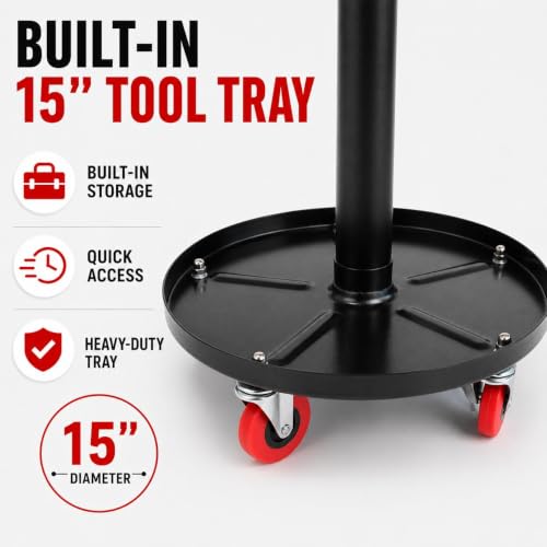 PowerSmart 330 LBS Capacity Roller Seat with Wheels, Pneumatic Rolling Mechanic Stool, 18"-23" Adjustable Height, with Tool Tray, Swivel Creeper Seat for Automotive Repair, Car Detailing & Workshop