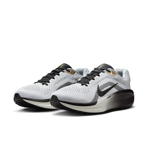 Nike Winflo 11 SE Men's Road Running Shoes (HQ7975-100, White/Metallic Gold/Light Smoke Grey/Black) Size 13